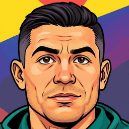 Pixel art portrait of Cristiano Ronaldo